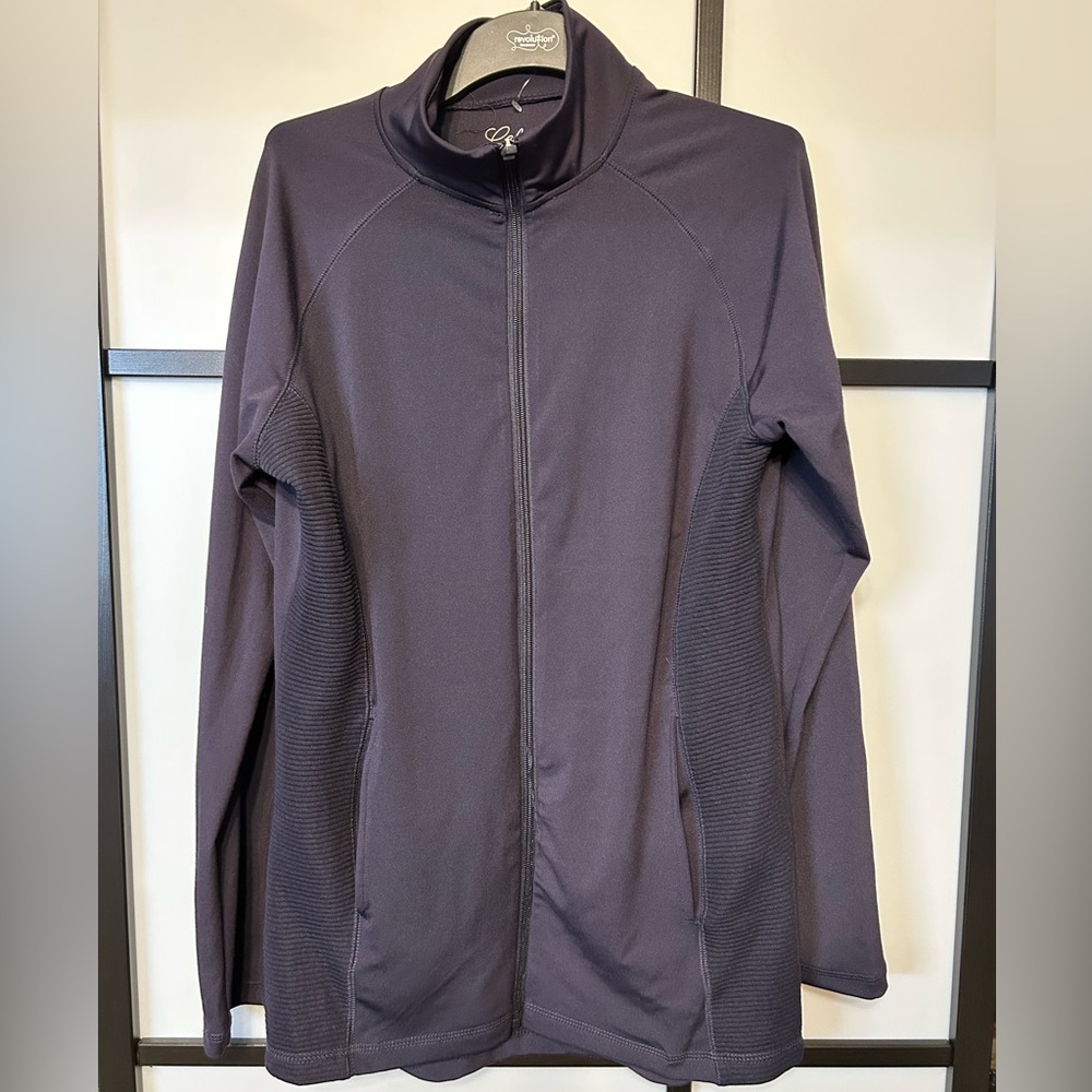 Cali Active Jacket Women's large Full Zip Smock Side Casualβ blue Top